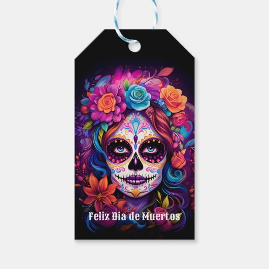 🌹Levendige herinnering: Lady Catrina in Bloom Cadeaulabel (Voorkant)