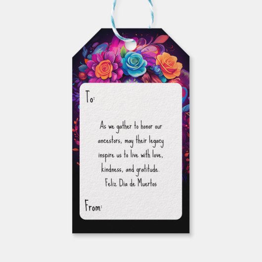 🌹Levendige herinnering: Lady Catrina in Bloom Cadeaulabel (Achterkant)