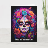 🌹Levendige herinnering: Lady Catrina in Bloom Feestdagen Kaart (Voorkant)