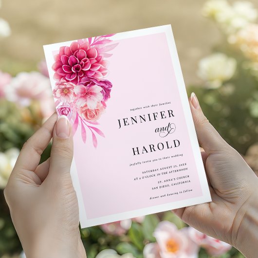 Levendige Hete Roze Bloemen QR Code Alles In Een B Kaart