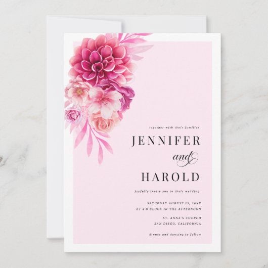 Levendige Hete Roze Bloemen QR Code Alles In Een B Kaart (Voorkant)