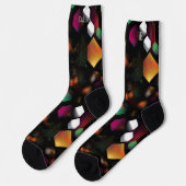 Levendige Hexagon met Metallic Sinaasappel, Groen  Sokken (Links)