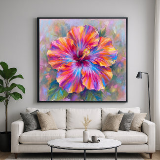 Levendige Hibiscus Bloem - Impressionistische Kuns Poster