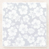 Levendige hibiscus: bloemig naadloos patroon. glazen onderzetter (Achterkant)