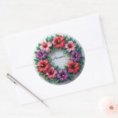 Levendige Hibiscus Krans Ronde Sticker (Envelop)