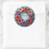Levendige Hibiscus Krans Ronde Sticker (Tas)