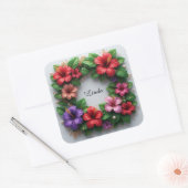 Levendige Hibiscus Krans Vierkante Sticker (Envelop)