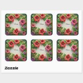 Levendige Hibiscus Krans Vierkante Sticker (Vel)