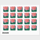Levendige Hibiscus Tropische Bruiloft Vierkante Sticker (Vel)
