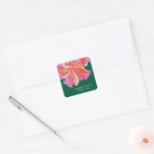 Levendige Hibiscus Tropische Bruiloft Vierkante Sticker (Envelop)