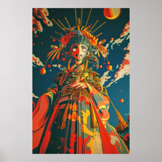 Levendige high-contrast psychedelische illustratie poster (Voorkant)