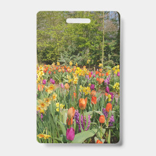 Levendige Hollandse Tulpen Tuin Badge