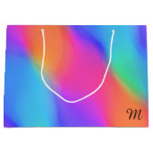 Levendige Holografische Monogram Gift Bag Groot Cadeauzakje (Voorkant)