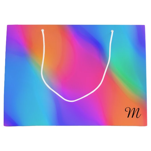 Levendige Holografische Monogram Gift Bag Groot Cadeauzakje (Voorkant)