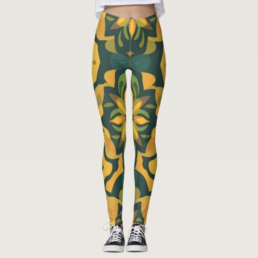 Levendige Home Decor Leggings - Naadloze Patroon D (Voorkant)