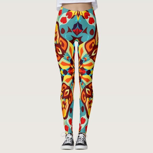Levendige Home Decor Leggings - Symmetrisch Patroo (Voorkant)