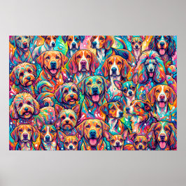 Levendige honden dromenlandschap – Psychedelische Poster