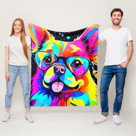 Levendige Honden Vibes Design Fleece Deken