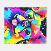 Levendige Honden Vibes Design Fleece Deken (Voorkant (Horizontaal))