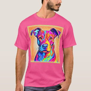 Levendige hondenkunst: kleurrijk schilderij t-shirt