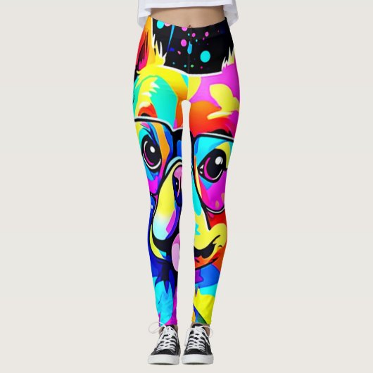 Levendige Hondse Vibes Design Leggings (Voorkant)