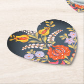 Levendige Hongaarse bloemen hartvormige Kartonnen Onderzetters (Gekanteld)