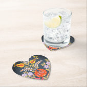 Levendige Hongaarse bloemen hartvormige Kartonnen Onderzetters (Insitu)