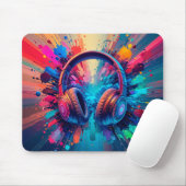 Levendige hoofdtelefoon tegen spatten van kleurrij muismat (Met muis)