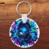 Levendige hoofdtelefoon tegen spatten van kleurrij sleutelhanger (Achterkant)