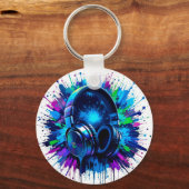 Levendige hoofdtelefoon tegen spatten van kleurrij sleutelhanger (Voorkant)