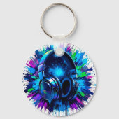 Levendige hoofdtelefoon tegen spatten van kleurrij sleutelhanger (Achterkant)