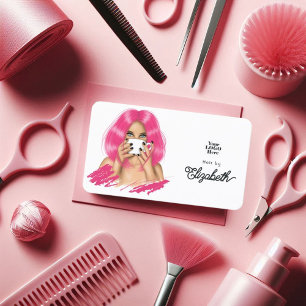 Levendige Hot-Pink Chic Kapsalon Branding Visitekaartje