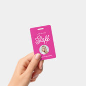 Levendige Hot Pink | Foto en Trendy Script Badge (Handheld)