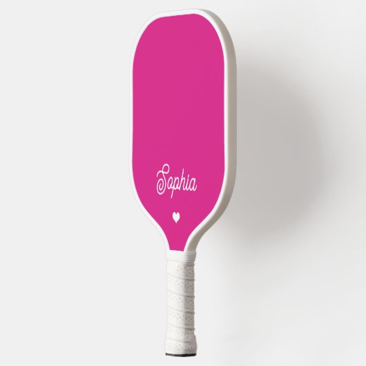 Levendige Hot Pink | Jouw naam in Script met hart Pickleball Paddle (Links)