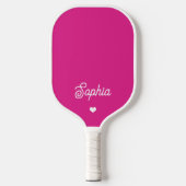 Levendige Hot Pink | Jouw naam in Script met hart Pickleball Paddle (Voorkant)