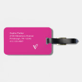 Levendige Hot Pink | Jouw namen in script Bagagelabel (Achterkant horizontaal)