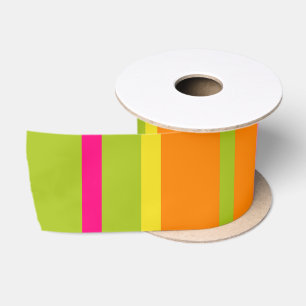 Levendige Hot Pink, Lime Green en Deep Sinaasappel Satijnen Lint