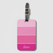 Levendige Hot Pink | Ombre Strepen met Script Bagagelabel (Voorkant (verticaal))