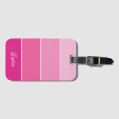 Levendige Hot Pink | Ombre Strepen met Script Bagagelabel (Voorkant (horizontaal))