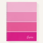 Levendige Hot Pink | Ombre Strepen met Script Notitieboek (Voorkant)