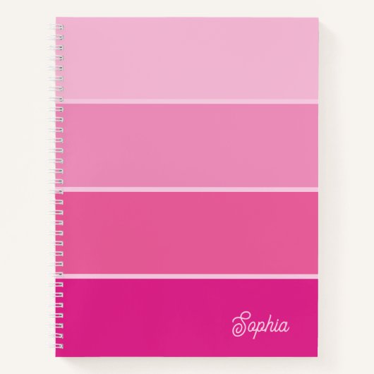 Levendige Hot Pink | Ombre Strepen met Script Notitieboek (Voorkant)