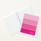 Levendige Hot Pink | Ombre Strepen met Script Notitieboek (Binnen)