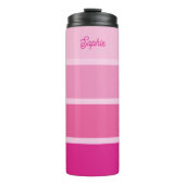 Levendige Hot Pink | Ombre Strepen met Script Thermosbeker (Voorkant)