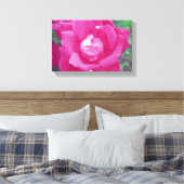 Levendige Hot Pink Roos Foto Stretched Canvas Art Afdruk (Insitu (Slaapkamer))
