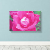 Levendige Hot Pink Roos Foto Stretched Canvas Art Afdruk (Insitu (Houten vloer))