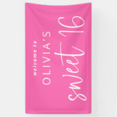 Levendige Hot Pink Welkom bij Sweet 16 Verjaardag Spandoek (Verticaal)