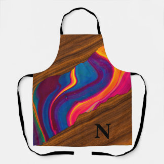Levendige houtkleurige rivier all-over print schor schort