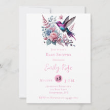 Levendige Hummingbird & Pink Blooms Meisje Baby sh