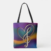 Levendige I Love Heart Gold Music Note Tote Bag (Achterkant)