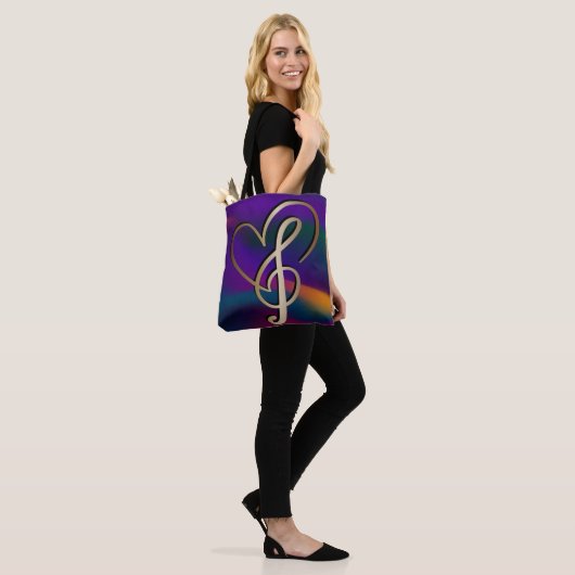 Levendige I Love Heart Gold Music Note Tote Bag (Op model)